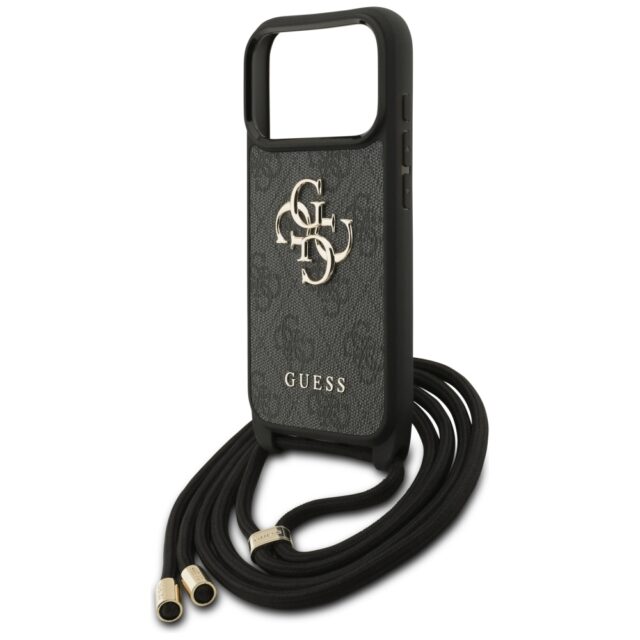 Case Guess 4G Big Logo Cord Stap         Crossbody for iPhone 17 Pro black - imagine 5