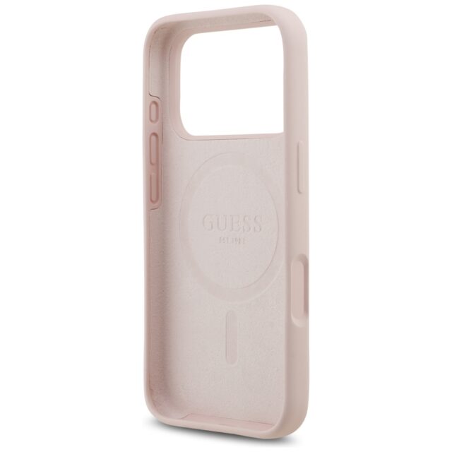 Case Guess Silicone Script Metal Logo MagSafe for iPhone 17 Pro pink - imagine 7