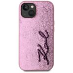 Case Karl Lagerfeld Wrinkled Metal Signature for iPhone 15 pink - imagine 3