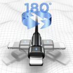 USAMS Braided Rotating Cable U60 2A Lightning black 1m SJ476USB01 (US-SJ476) - imagine 3