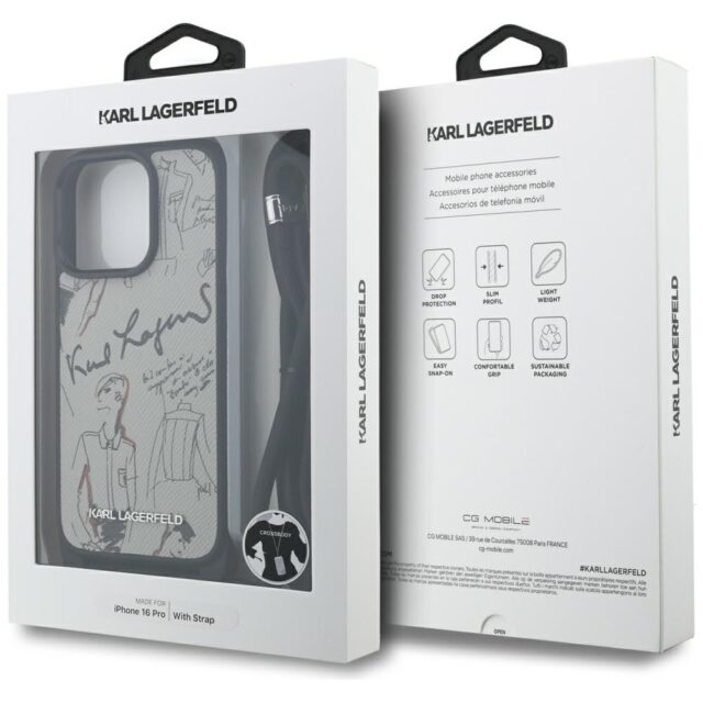 Case Karl Lagerfeld Crossbody Grained    Pattern & Logo for iPhone 16 Pro grey - imagine 7