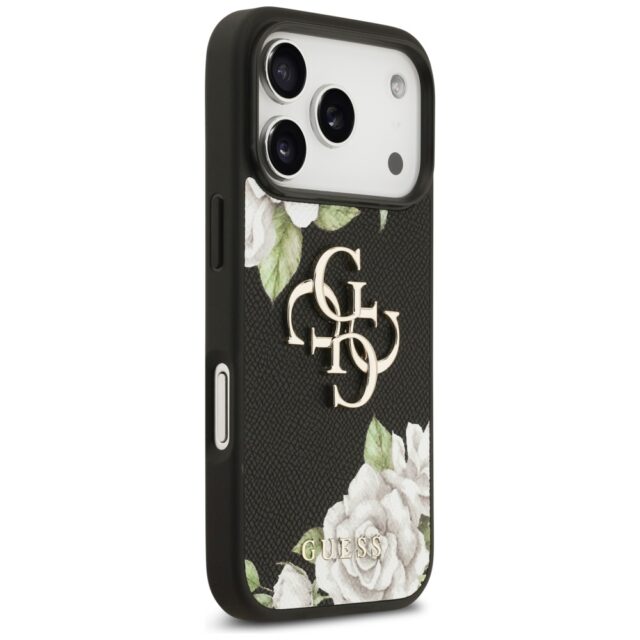 Case Guess Grained Roses & Big 4G Logo for iPhone 17 Pro black - imagine 4