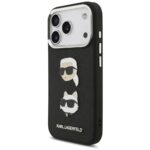 Karl Lagerfeld FW Grained Karl & Choupette Heads Pins & Logo Case for iPhone 17 Pro Black - imagine 2