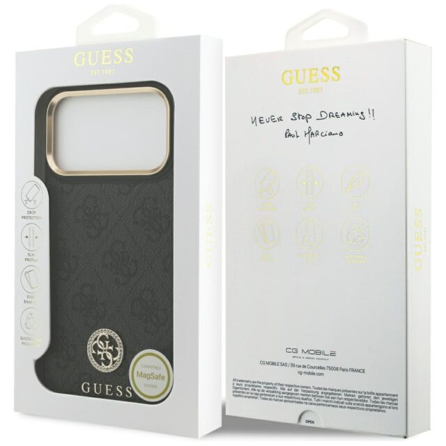 Case Guess 4G Strass Logo MagSafe for iPhone 17 Pro Max black - imagine 8