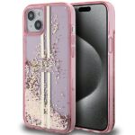 Guess GUHCP15MLFCSEGP iPhone 15 Plus /14 Plus 6.7" pink hardcase Liquid Glitter Gold Stripes