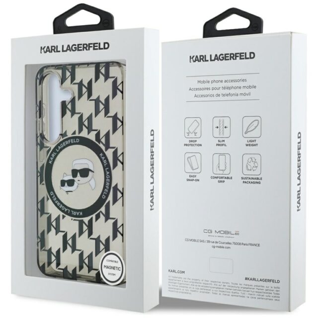 Case Karl Lagerfeld Button Karl & Choupette Heads On KL Pattern MagSafe for Samsung Galaxy - imagine 8