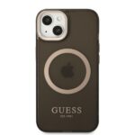 Guess GUHMP13MHTCMK iPhone 13 / 14 / 15 6.1" black hard case Gold Outline Translucent MagSafe - imagine 3