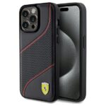 Ferrari FEHCP15XPWAK iPhone 15 Pro Max 6.7" black hardcase Perforated Waves Metal Logo