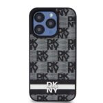 DKNY DKHCP15XPCPTSSK iPhone 15 Pro Max 6.7 inch black hardcase Leather Checkered Mono Pattern & Prin - imagine 3