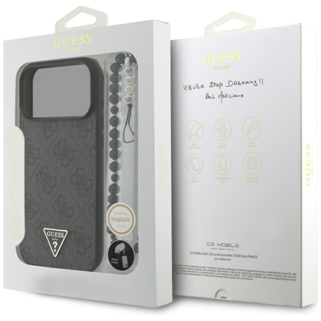 Case Guess 4G Strap Triangle Logo        MagSafe for iPhone 17 Pro Max black - imagine 8