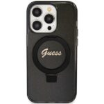 Guess GUHMP15LHRSGSK iPhone 15 Pro 6.1" black hardcase Ring Stand Script Glitter MagSafe - imagine 3