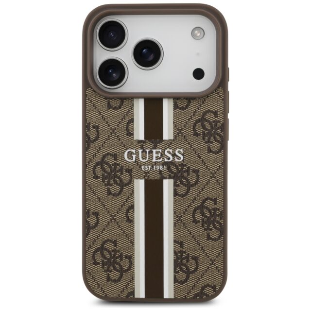 Case Guess 4G Printed Stripes MagSafe for iPhone 17 Pro brown - imagine 3