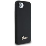 Case Guess Silicone Script Metal Logo MagSafe for iPhone 16e black - imagine 4