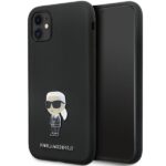 Karl Lagerfeld KLHCN61SMHKNPK iPhone 11/ Xr 6.1" black Silicone Ikonik Metal Pin