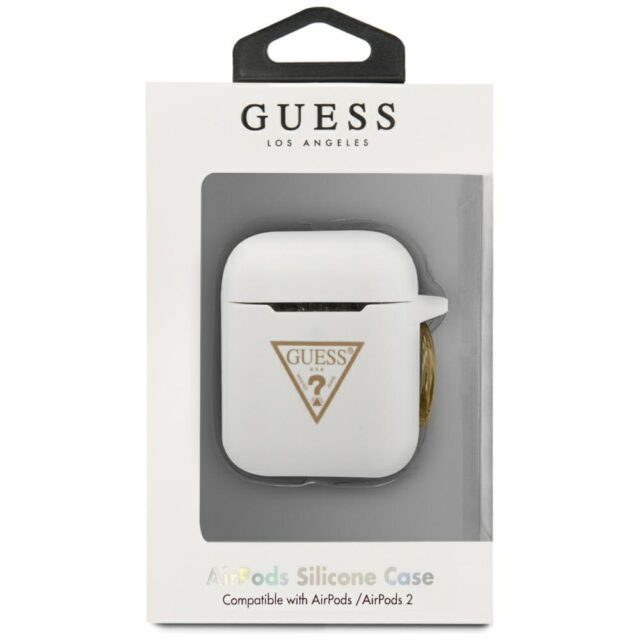 Guess GUACA2LSTLWH AirPods cover white Silicone Triangle Logo - imagine 4