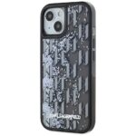 Case Karl Lagerfeld Liquide Glitter Monogram Gradient for iPhone 15 black - imagine 2