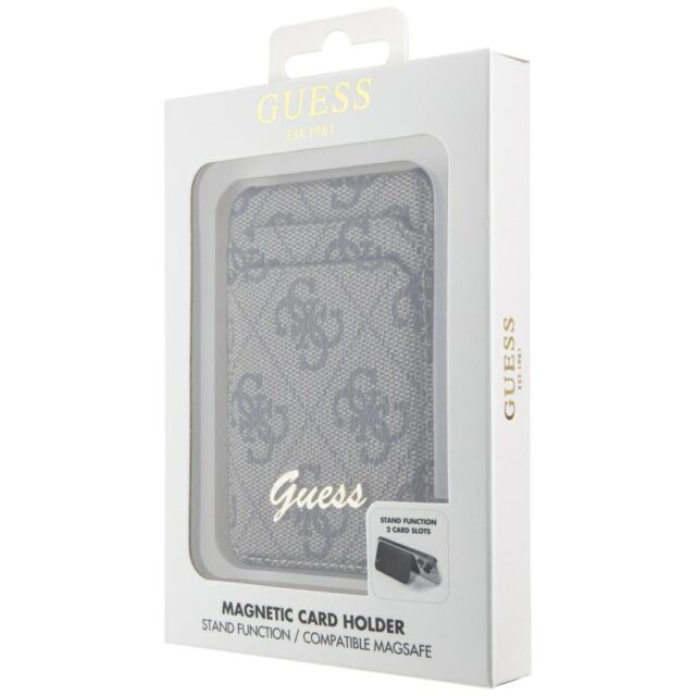 Guess Wallet Card Slot Stand GUWMSHG4SHW brown MagSafe 4G Classic Logo - imagine 5