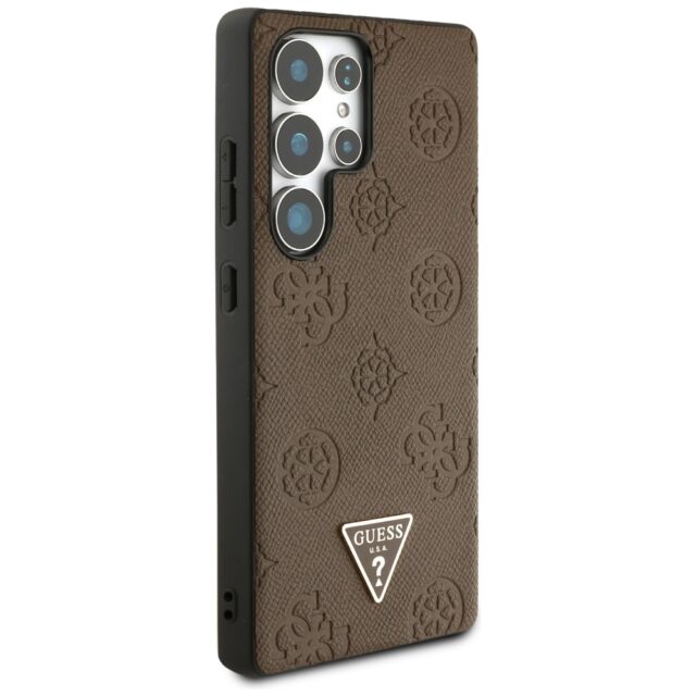 Case Guess Grained Hot Stamp Peony Pattern Triangle Logo MagSafe forSamsung Galaxy S25 Ultra b - imagine 4