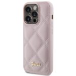 Guess GUHCP15LPSQSQSP iPhone 15 Pro 6.1" pink hardcase Quilted Metal Logo - imagine 2