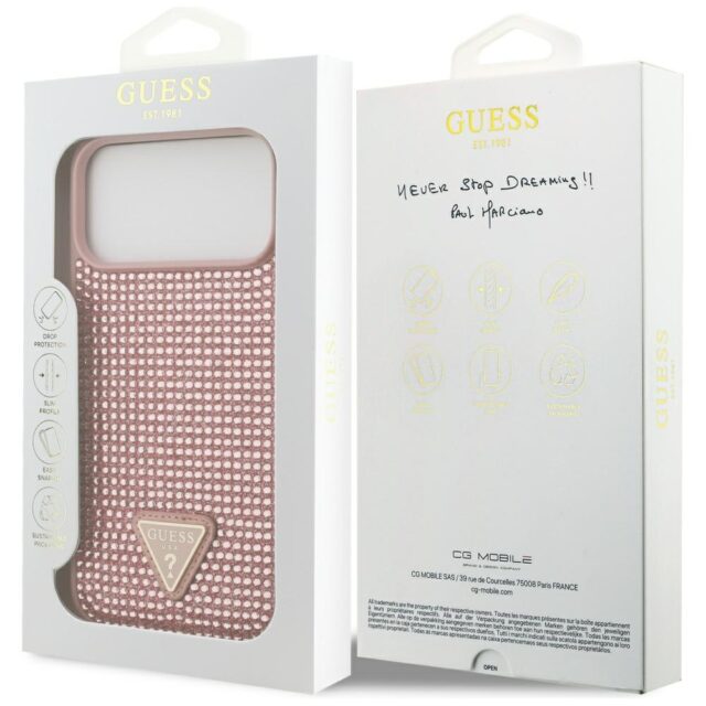 Case Guess Rhinestone Triangle Logo for iPhone 17 Pro Max pink - imagine 8