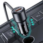 USAMS Car charger C40 3xUSB+2xUSB-C 165WPD+QC Fast Charge black/black CC213CC01 (US-CC213) - imagine 5