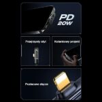 USAMS angled cable USB-C to Lightning PD 20W Fast Charging Iceflake Series 2m black SJ586USB01 - imagine 2