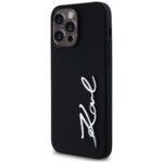Case Karl Lagerfeld Silicone Metal Script Logo for iPhone 14 Pro Max black - imagine 2