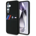 Case BMW Silicone Middle Tricolor Stripes MagSafe for Samsung Galaxy S25 black