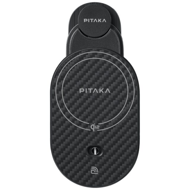 Car mount with wireless charger PITAKA MagEZ Pro 2 Qi2 Tesla Magsafe for Tesla Model 3/Y black gray - imagine 2
