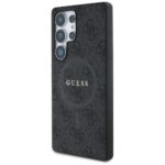 Case Guess Leather 4G Colored Ring Classic Logo MagSafe Samsung Galaxy S25 Ultra black - imagine 2