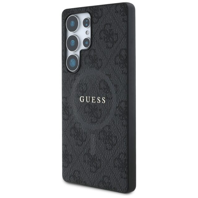 Case Guess Leather 4G Colored Ring Classic Logo MagSafe Samsung Galaxy S25 Ultra black - imagine 2