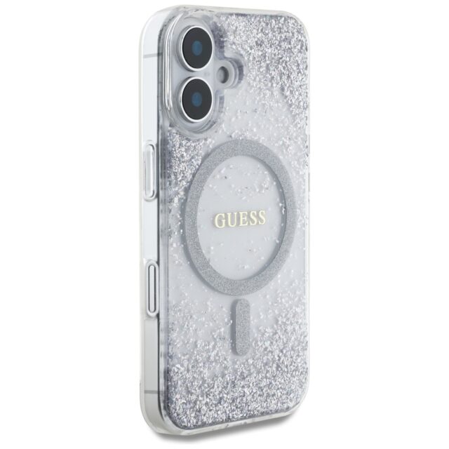 Case Guess HC Resin Bottom Glitter for iPhone 16 MagSafe silver - imagine 4