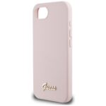 Case Guess Silicone Script Metal Logo MagSafe for iPhone 16e pink - imagine 6