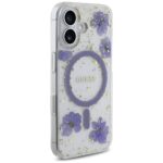 Case Guess Resin Flowers Glitter MagSafe for iPhone 16 purple - imagine 4