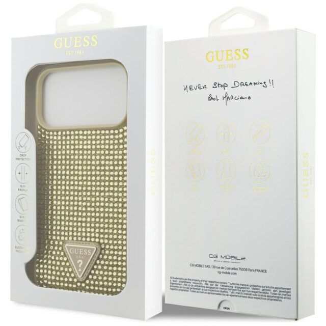 Case Guess Rhinestone Triangle Logo for   iPhone 17 Pro Max gold - imagine 8
