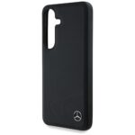 Mercedes Leather Horizontal Debossed Curves MagSafe Case for Samsung Galaxy S25 czarny - imagine 6