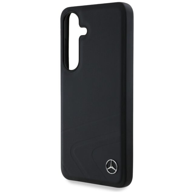 Mercedes Leather Horizontal Debossed Curves MagSafe Case for Samsung Galaxy S25 czarny - imagine 6
