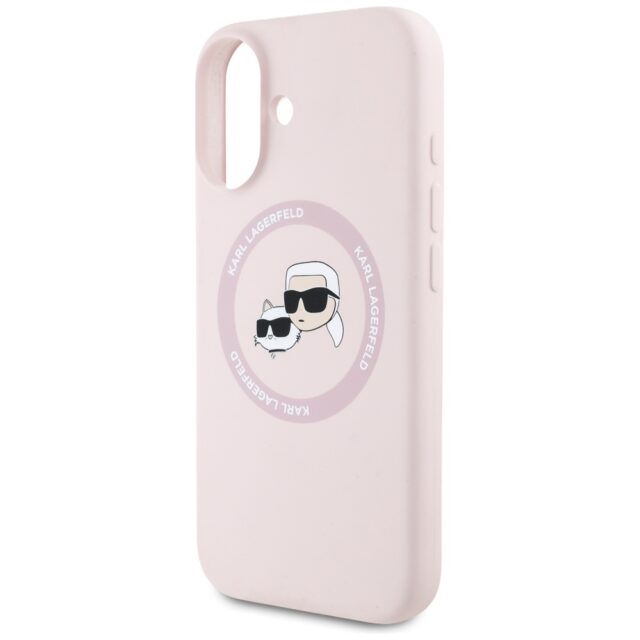 Case Karl Lagerfeld Silicone Double Heads And Circle MagSafe for iPhone 16 pink - imagine 6