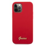 Guess GUHCP12LLSLMGRE iPhone 12 Pro Max 6,7" red hardcase Metal Logo Script - imagine 3