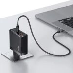 USAMS Charger 2xUSB-C+1xUSB T52PD140W PD Fast Charging US-CC168 + U82 USB-C/USB-C US-SJ581 cable - imagine 2