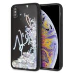 Karl Lagerfeld KLHCI65KSIGMU iPhone Xs Max black hard case Signature Liquid Glitter Sequins