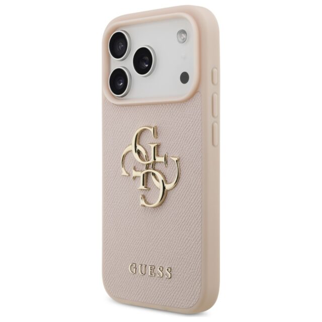 Guess Grained Big 4G & Classic Logo Case for iPhone 17 Pro Pink - imagine 2