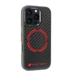 Audi Carbon Fiber Sport Red CircleMagSafe iPhone 16 Pro 6.3" black hardcase AUS-TPUPCMIP16P-R - imagine 2