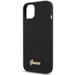 Guess GUHCP13MLSLMGBK iPhone 13 / 14 / 15 6.1" black hardcase Silicone Script Gold Logo - imagine 5