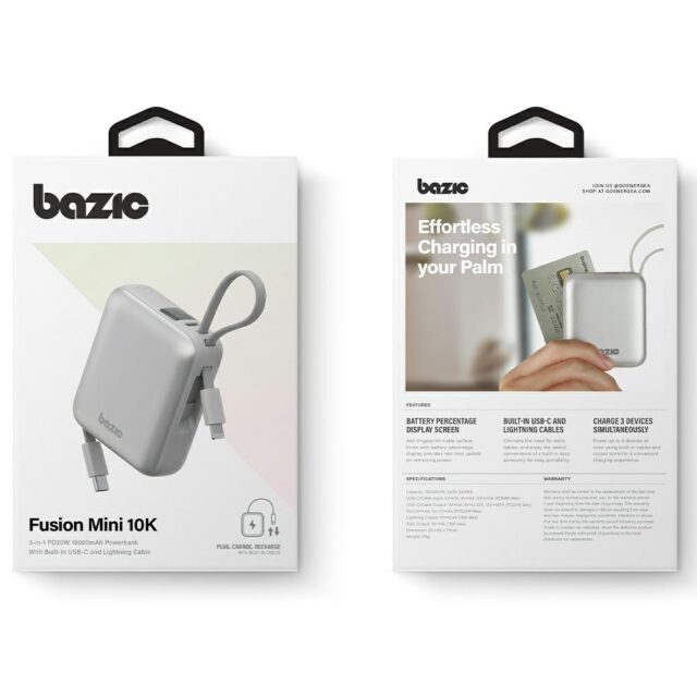 PowerBank 3in1 Bazic Fusion Mini 10000mAh cable USB-C/Lightning grey - imagine 8