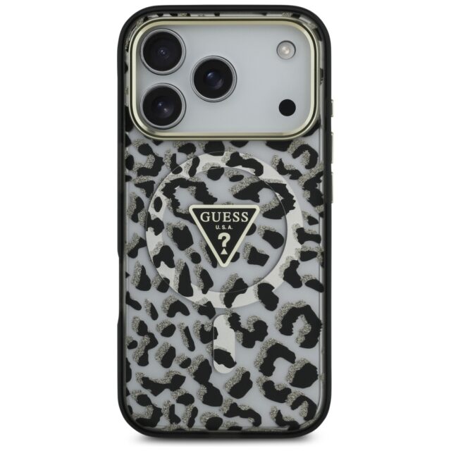 Guess Leopard Glitter MagSafe Case for iPhone 17 Pro Black - imagine 3