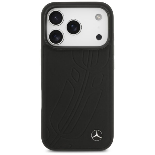 Mercedes Leather Large Laurel Leave MagSafe Case for iPhone 17 Pro Black - imagine 3