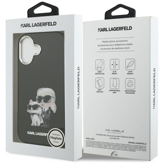 Karl Lagerfeld IML Aquarelle Karl & Choupette & Logo MagSafe Case for iPhone 17 Black - imagine 8