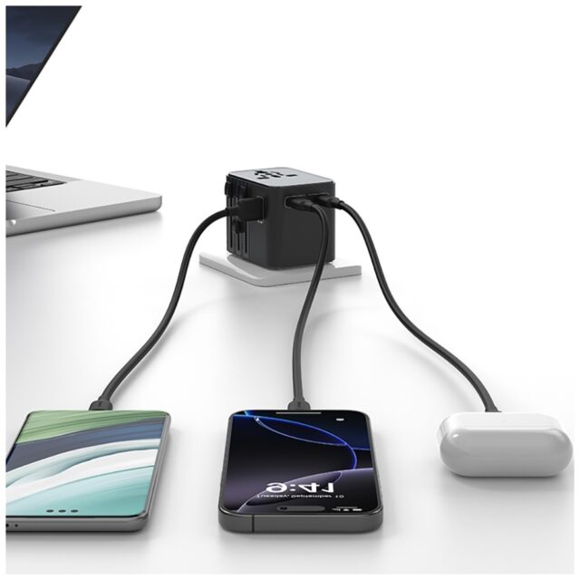 Travel Charger Adapter USAMS CC309 2xUSB-C 25W 4in1 US/AU/EU/UK black - imagine 5