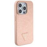 Guess GUHCP15LPCRTHCP iPhone 15 Pro 6.1" pink hardcase Croco Triangle Metal Logo - imagine 4